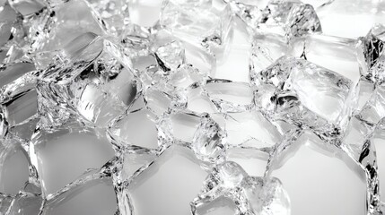 Fototapete - Elegant monochrome background with scattered glasslike fragments reflecting different shades of white and grey creating a delicate and broken glass effect