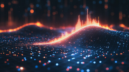 Poster - Abstract Energy Landscape: A mesmerizing abstract landscape of glowing particles and vibrant energy waves.  The scene evokes a sense of power, dynamism, and futuristic technology.