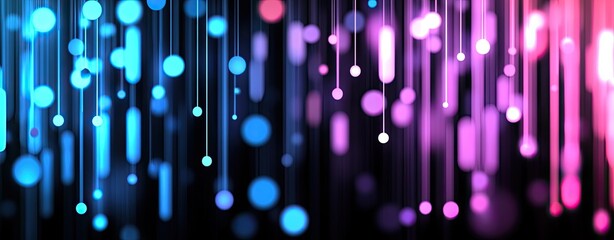 Poster - A  market graph showing an upward trend and candlestick chart, set against a neon-colored widescreen background