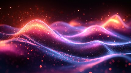 Poster - Bright ultraviolet patterns flowing wave effects and a glowing spectrum creating an abstract modern digital design