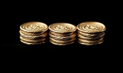 Poster - Background image of gold coin stacks representing the idea of saving money