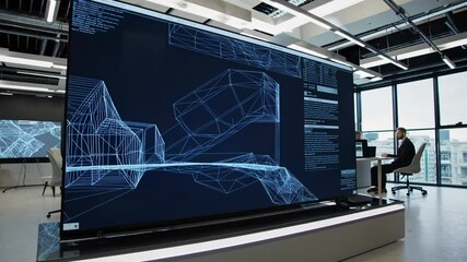 Leinwandbilder - Team collaborates on advanced VFX and hologram designs in a futuristic workspace with sophisticated HUD displays