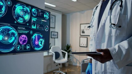 Fototapete - Futuristic hologram display in a modern laboratory showcasing advanced VFX and HUD technologies