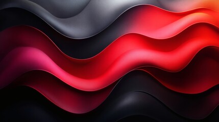 Poster - Colorful flow of abstract dark red black waves with grainy texture perfect for a striking header or background design with a unique texture