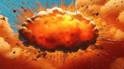 Poster - Comic art explosion featuring speech bubble bursting with energy colorful flashes and jagged lines flying outward creating a dynamic popinspired background