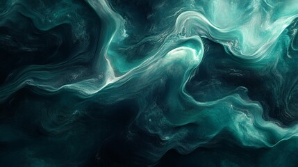 Fototapete - Dark green charcoal abstract background with flowing grainy texture creating a modern and dynamic wallpaper or header design with noise effects