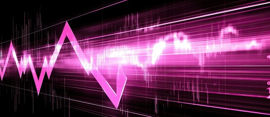 Poster - A neon magenta graph displayed on a black background, showcasing remarkable business growth