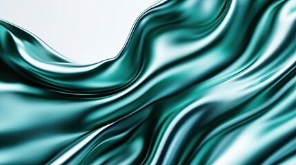 Poster - A deep, rich forest green wave abstract background, enveloping in its design, isolated on white