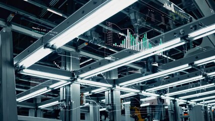 Fototapete - Exploring a futuristic workspace with holographic displays and advanced VFX technologies in a high-tech facility