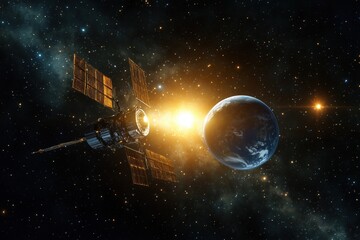 Wall Mural - the blue planet in the solar system. stars and galaxies.