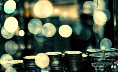 Poster - Accounting and budgeting in financial advisory businesses involve finance, currency, and coin charts. In the digital market, growth, investment, and  market trading are driven by economic inflation