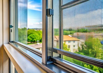 Modern Aluminum Balcony Sliding Window with Integrated Mosquito Net - Macro Detail