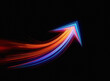 © YiuCheung - A vibrant, upward-pointing arrow streaks across a black background, its colors transitioning from fiery orange to cool blue, suggesting growth and progress.