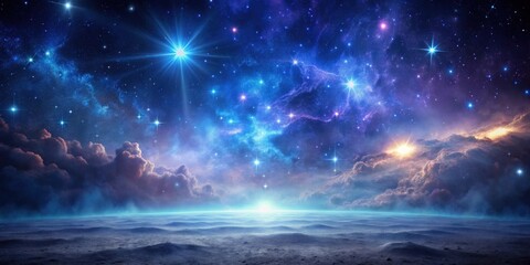 Wall Mural - a celestial landscape of dreams starry nightscape featuring a serene expanse and vibrant nebulae