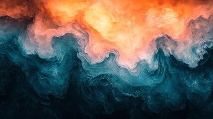 Fototapete - Elegant combination of dark teal soft coral with a smooth grainy texture and noise effect creating a vibrant and modern abstract background