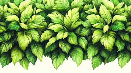 Wall Mural - Lush green foliage seamless pattern.