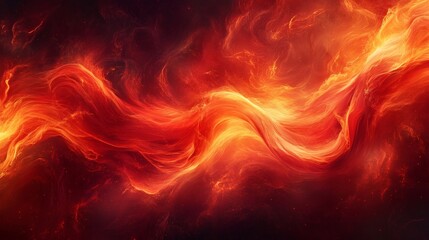 Poster - Fiery tendrils of flame swirling intertwining in a powerful dynamic effect with rich shades of red and orange creating an intense abstract fire illustration material