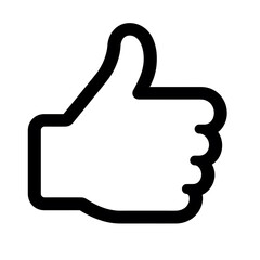 Aufkleber - Thumbs up black line icon isolated on white background