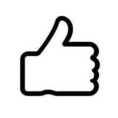 Aufkleber - Thumbs up black line icon isolated on white background