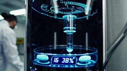 Leinwandbilder - Innovative scientists working on advanced research in a modern laboratory with hologram displays and futuristic technologies