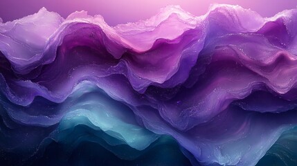 Fototapete - Flowing waves lavender and midnight green with a grainy texture and noise effect creating an elegant and sophisticated abstract background