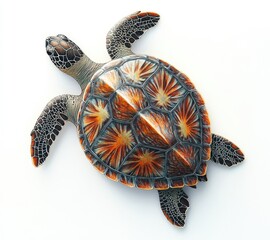 Poster - Vibrant and Colorful Sea Turtle Design with Intricate Patterns Highlighting Nature’s Beauty and Marine Life in a Stunning Underwater Scene