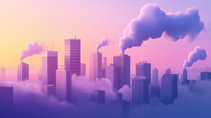 Fototapete - PM 2.5 particles interact with other pollutants in the atmosphere