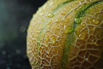 Poster - fresh melon skin glistening with water droplets, capturing the essence of summer refreshment