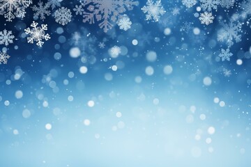 Poster - Winter background with falling snowflakes and bokeh effect creating a magical christmas atmosphere