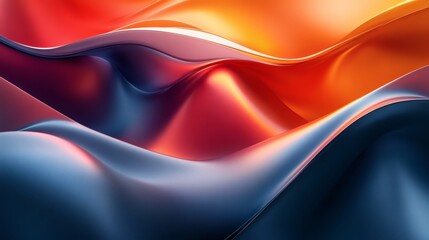 Poster - Futuristic 3D background smooth flowing lines and rich color gradients creating a striking abstract art design with modern aesthetics