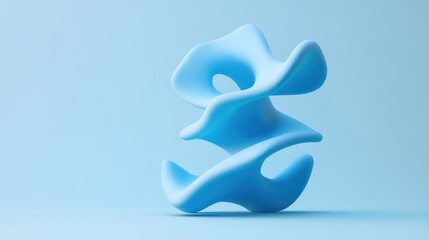 Poster - Abstract blue 3D fluid shape on light blue background.