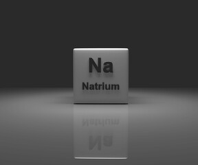 Poster - Cube with German sodium periodic system, 3d rendering