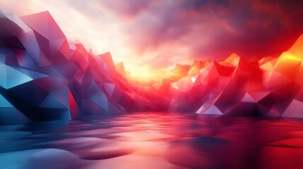 Poster - Futuristic 3D background vibrant color transitions and intricate geometric patterns forming a striking abstract art design