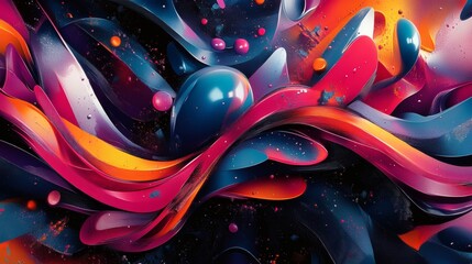 Fototapete - Futuristic abstract art design intricate 3D shapes and a vivid color scheme featuring dynamic gradients and modern textures
