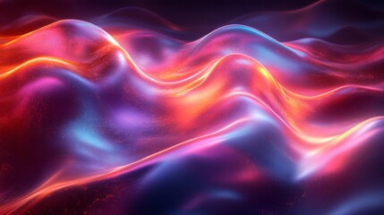 Poster - Futuristic abstract design vibrant and smooth 3D glass shapes combined with neon wave background elements