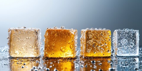 Poster - Laboratory scientists analyzing ice core samples, highlighting intricate layers and bubbles, neutral background, crisp details