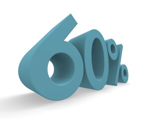 Poster - 60 percent in turquoise on a white background 3d rendering