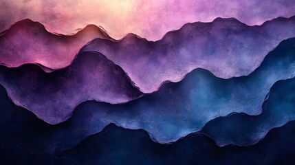 Poster - Grainy abstract background a blend of teal and deep purple waves featuring a textured noise effect for a sophisticated wallpaper design