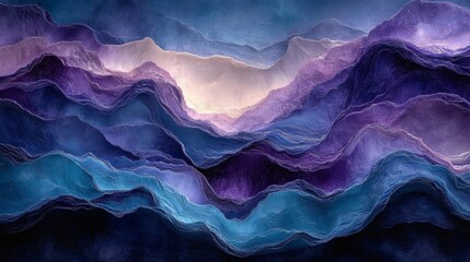 Poster - Grainy abstract background a blend of teal and deep purple waves featuring a textured noise effect for a sophisticated wallpaper design