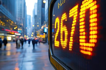 Poster - Street-side financial  exchange market display board with selective focus