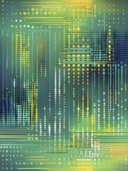 Poster - Abstract symbol for artificial intelligence, lines, dots and pattern, vibrant green and yellow hues, abstract wallpaper illustration, AI generated