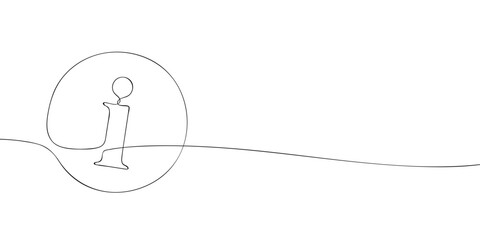 Poster - A single line drawing of an info. Continuous line symbol of information icon. One line icon. Vector illustration.
