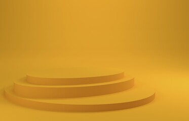 Leinwandbilder - Yellow podium on a yellow background, 3d rendering
