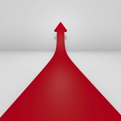 Leinwandbilder - Raising red arrow in a room, 3d rendering upswing concept