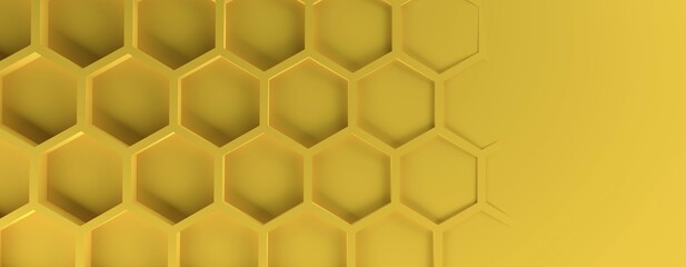 Leinwandbilder - Abstract modern yellow honeycomb background, 3d rendering