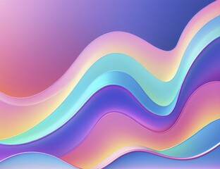  - Vibrant abstract featuring flowing wavy shapes in pastel gradient colors, AI generated