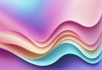 Poster - Vibrant abstract image with layered pastel gradient waves in pink, blue, and purple, AI generated