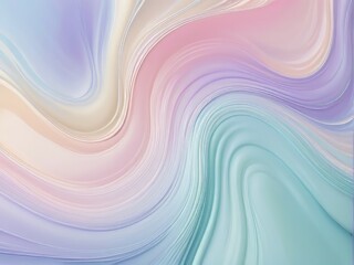 Poster - Abstract art with wavy pastel colors and smooth, fluid shapes creating a soothing and flowing visual effect, AI generated