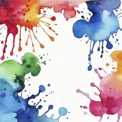 Poster - Vibrant watercolor splashes in various colors creating an abstract art piece, AI generated