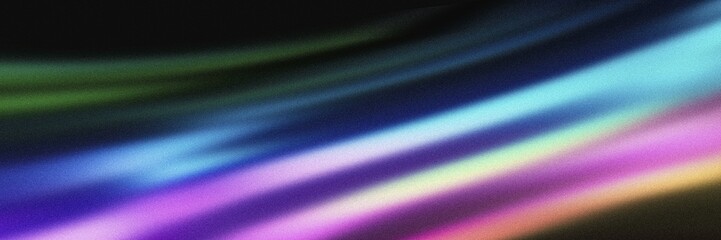 Poster - Abstract vibrant glowing colors grainy dark background purple pink blue green black banner noise texture copy space